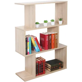 RICOO Regal 97 x 70 x 25 cm, Standregal in Eiche Sonoma braun WM072-ES Spannplatte aus Holz, Büro Bücherregal, Wandregal klein, Regale & Ablagen, schmales Regal Büro Bücherregale kleines Regal