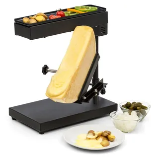 Klarstein Käse Raclette-Grill mit Edelstahl-Käse-Schmelzer, Dreh- & Verstellbarer Raclette Grill für Käse am Stück, Robuster Schweizer Raclette Grill-Gerät, 1000W Kleiner Raclette-Käseschmelzer - Schwarz