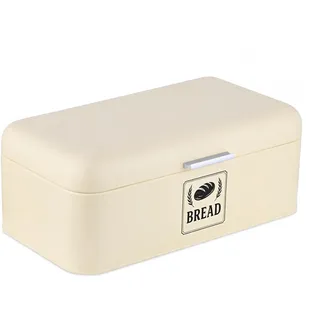 Relaxdays Brotkasten , Beige , Metall , Oval , 42x17x24 cm , Geschirr, Tischkultur & Serviergeschirr, Brotkörbe