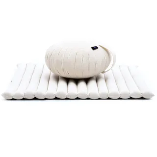 Leewadee Meditationsset - Meditationsset aus Kapok, Kissen und Meditationsmatte Zafu und Zabuton, ecru