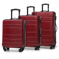 WITTCHEN Koffer-Set 3tlg. Trolley Koffer Reisekoffer aus ABS Hartschalen Kofferset Trolley 4 Rollen Kombinationsschloss Rot 56-3A-65S-35