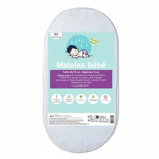 Easy dort Matratze für Babykörbchen, Bambus, 32 x 72 x 5 cm
