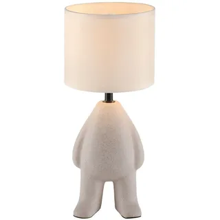 Nachttischlampe Tischleuchte Keramik Stoff E27 38 cm Hoch Beige Niedlich