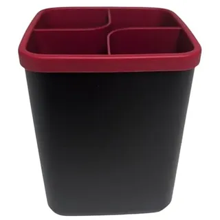 Tupperware Griffbereit Ordnungstopf 1,8 L Schwarz Rot – 4-fach Organizer Aufbewahrungsbehälter Küchenhelfer Besteckhalter Utensilienhalter Küchen Organizer Vorratsbehälter