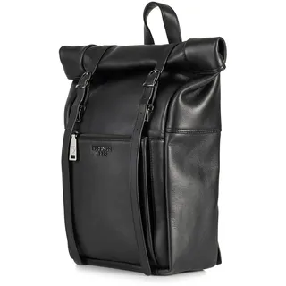 Berliner Bags Rucksack Lille Premium, Cityrucksack aus Leder - Schwarz | Lederrucksack & Tagesrucksack aus Leder, 15 Zoll Rolltop & wasserdicht, verstellbare Schulterriemen für Damen und Herren