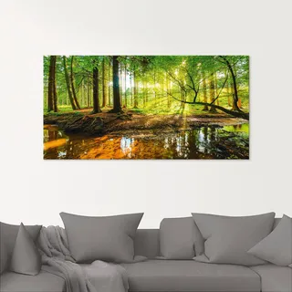 Glasbild ARTLAND "Wald mit Bach", grün (farbe bild(er): grün), B:80cm H:60cm, Bilder, Glasbild, in verschiedenen Größen