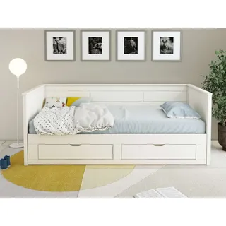 otto home Stauraumbett Leorben 100 x 82 x 210 cm Kiefer massiv weiß