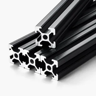 Vevor 4er Set Aluprofil 1200 mm T-Nut 2020 Aluminium-Strangpressprofil, eloxierte Linearschiene nach europäischem Standard, Nutenprofil für 3D-Drucker, CNC-Maschine DIY, Lasergravur, Schwarz