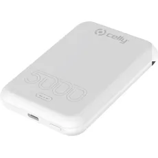 Celly POWER BANK COMPETIBLE MAGCHARGE 5A WHITE MAGPB5000EVOWH (5000 mAh, 15 W), Powerbank, Weiss