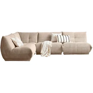 Livetastic Ecksofa , Taupe , Textil , Ottomane links, L-Form, einzeln stellbar , 315x210 cm , Made in Eu , Rücken echt, individuell planbar , Wohnzimmer, Sofas & Couches, Wohnlandschaften, Ecksofas