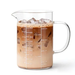 BCnmviku Messbecher 500ml,Borosilikatglas Measuring Cups mit Skala (ml, oz, Tasse),Geeignet für Küche,Backen,Kochen(500ML-A)