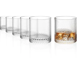 Stölzle Lausitz Berlin Whiskygläser Whiskey Tumbler 300 ml, 6er-Set | Whiskygläser mit strukturierter Oberfläche für Whisky und Spirituosen, aus Kristallglas, stoßfest & spülmaschinengeeignet