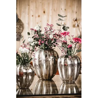 MichaelNoll Vase Blumenvase Gefäß Pokalvase Dekovase Aluminium (Metall), Silber Deko Modern, Wohnzimmer, Küche, 23 cm