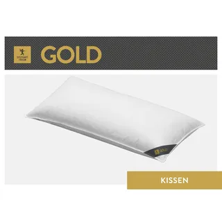 SPESSARTTRAUM Gänsefederkopfkissen 80 x 80 cm Gold