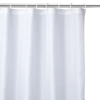 Encasa XO Duschvorhang |Wasserdicht, Schimmel-Und Schimmelresistent| ZZ Weiß Polyester Waschbare Badezimmervorhänge Aus Mit 10 Haken| Einfache Installation| Schnell Trocknende| 180x180 cm