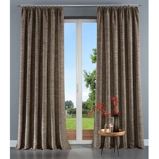 Vorhang WIRTH "Trondheim 328 g/m2" Gr. 1, grau (taupe), B:132cm H:145cm, Chenille, Polyacryl, Gardinen, Vorhang