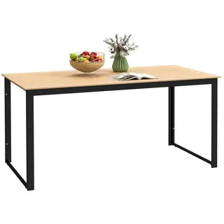 Outsunny Gartentisch 160 x 80 x 75 cm Teak/beige/braun