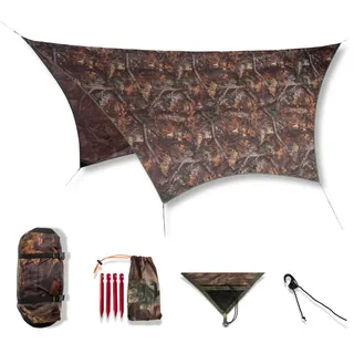 AMAZONAS Ultra-Light Traveller Tarp Forest 650g Packmaß 25 x 10 cm Fallschirmseide Wetterschutz in Tarnoptik Blätterwaldoptik