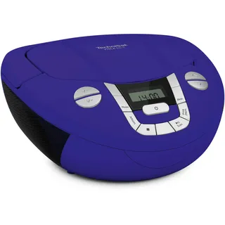 TechniSat Viola CD-1 - tragbarer Stereo CD-Player, Boombox mit praktischem Tragegriff (CD-Radio für Kinder, UKW Radiotuner, Bluetooth-Empfang, 2 x 1 W RMS-Leistung, Netz- und Batteriebetrieb) blau
