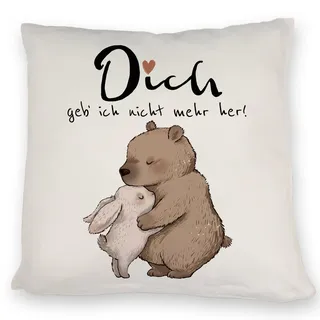 speecheese Hase und Bär Kissen mit Spruch Dich Geb ich Nicht mehr her Paar süßes Valentinsgeschenk Herz-Kissen für Partner Liebe Dich Geb ich Nicht mehr her