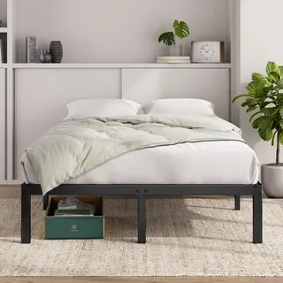 Zinus Elias Bettgestell 140x200 cm - Metallbett 140x200 mit Metall-Lattenrost - 36 cm Hohe Plattform mit Freiraum Darunter - Kein Boxspringbett Erforderlich - Einfache Montage - Schwarz