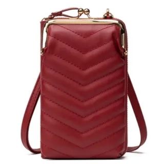 CHUANGOU Klein Handy Umhängetasche,Kleine Crossbody Tasche,zum Umhängen, Umhängetasche mit Kartenfächer, Durchsichtig Tasche.(Weinrot)