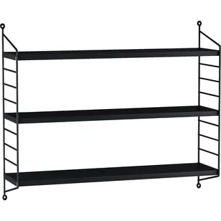 In And OutdoorMatch Wandregal Mani - Mit 3 Regalen - 50x60x15 cm - Schwarz - Stahl - Schwarz