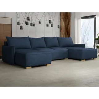 Mirjan24 Eckcouch Wohnlandschaft mit Bettkasten und Schlaffunktion 3-Sitzer Blau