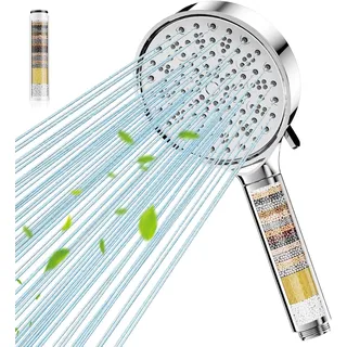 Cobbe Duschkopf mit Filter, Hochdruck Duschbrause mit 6 Strahlarten, Duschkopf Wassersparend mit Filtration in 20 Schichten, Handbrause mit Filter Gegen Kalk für Hartes Wasser, Chlor