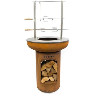 BonFeu Grillspieße - Drehspiess mit Optional Motor - Rotisserie-Set - Edelstahl - BonFeu Zubehör - Perfekt für Geflügel - 11.5 x 22 x 77 cm...