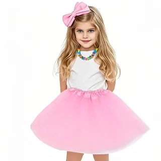 OQKAHIV 1 Stücke Tüllrock Mädchen Minirock, Ballettrock Prinzessin Tüllrock, Tüllrock Kinder Mädchen Röcke Tutu, Prinzessin Tüllrock, 3 Schichten Tüll Paillette Ballett Tanz Rock, für Party (Rosa)