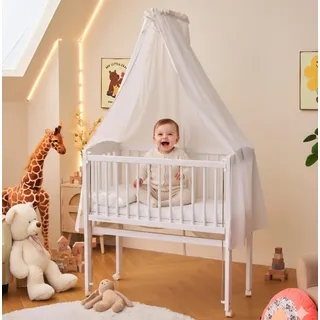 ALAVYA HOME® Betthimmel mit Himmelstange I Babybetthimmel Baldachin Kinderzimmer Himmel Moskitonetz für Babybett Stubenwagen Babywiege Kinderbett I 100% Bio-Baumwolle I GOTS-Zertifiziert I 150 x 240