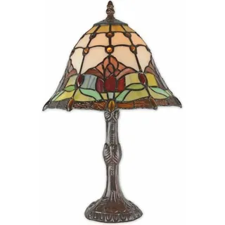 Casa Padrino Jugendstil Tiffany Tischleuchte Bunt / Braun H. 40 cm - Tiffany Leuchten