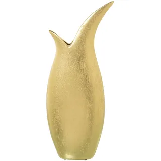 Tischvase aus Keramik in Gold, 9 x 20 x 49 cm