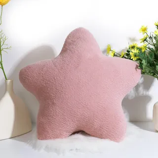 Herfair Kuschelkissen Kinder Sternkissen, Weiche Flauschige Sternform Zierkissen Sofakissen, Plüsch Kissen Dekokissen für Kinderzimmer Schlafzimmer Deko (Hellrosa,30 cm)