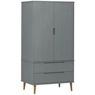 vidaXL Kleiderschrank MOLDE Grau 90x55x175 cm Massivholz Kiefer