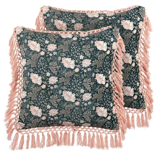 Beliani Parrotia Dekokissen 45 x 45 cm Blaugrün