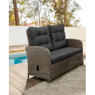 Destiny Loungesofa »MERANO II« Aluminium, Polyrattan, 2er Sofa, inkl. Auflagen, grau