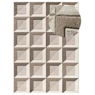 Atticgo Kurzflorteppich Braun / Creme Badet 140/200 cm , Braun, Creme , Textil , Grafikmuster , Rechteckig , 140x200 cm , Oeko-Tex® Standard 100 , antistatisch, für Fußbodenheizung geeignet, in verschiedenen Größen erhältlich, pflegeleicht , Teppiche und Böden, Teppiche
