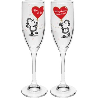 Sheepworld Sektglas-Set mit Motivdruck "Du & Ich" | Sektgläser, 20 cl, Geschenkbox | Geschenk Hochzeit | 47881