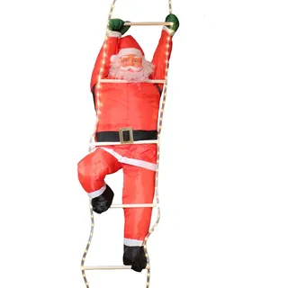 Weihnachtsmann 120 cm auf Leiter 200 cm mit LED beleuchtet für innen & außen