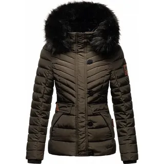 Navahoo Damen Winter Jacke Stepp Winterjacke Mantel Kunstfell Kapuze Wisteriaa Anthrazit Gr. 36 - S - Schwarz