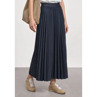 Plisseerock STREET ONE, Damen, Gr. 34, schwarzest blau, Web, Obermaterial: 95% Polyester, 5% Elasthan, unifarben, normal lang, Röcke Plisseerock, Langer Sommerrock mit elastischem Bund
