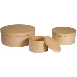 Rayher 67259000 Pappm. Boxen Set,FSC Recycled 100%, ø23,8x9cm/ø16,8x8cm/ø10x7cm, Set 3Stück