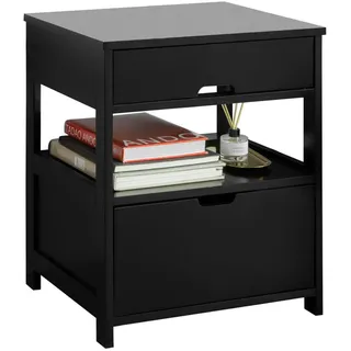 SoBuy Nachttisch Schwarz , Holzwerkstoff , 45x55x38 cm , Schlafzimmer, Nachtkästchen