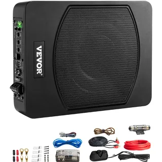 Vevor Untersitz Auto Subwoofer 240 W 254 mm schlanker Auto Subwoofer unter dem Sitz Subsystem mit eingebautem Verstärker, Hoch-/Niedrigpegel-Eingang und Lautstärkeregler für SUVs Lkws