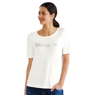 Street One Damen A319254 Kurzarmshirt, Off White, 38 EU