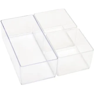 COSMETIC CLUB, SC0692, Transparenter modularer Kosmetik-Organizer x3, praktische Aufbewahrung für Make-up und Accessoires, elegantes Design, leicht, Größe M, transparente Farbe