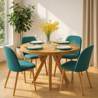 Runder Ausziehbarer Tisch für Esszimmer, PERO, Loft-Stil, Skandinavische, Durchmesser: 100 / 150 cm, Farbe: Eiche Craft Golden - Braun