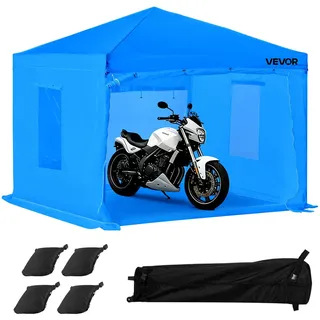 Vevor tragbares Lackierkabinenzelt (293x293x181 cm) Sprühfarbenzelt für Sprühmalerei, wasserfeste & faltbare Farbkabine mit 2 Netz-Seitenfenstern für Autoteile Möbel Motorräder Sprühschutz blau